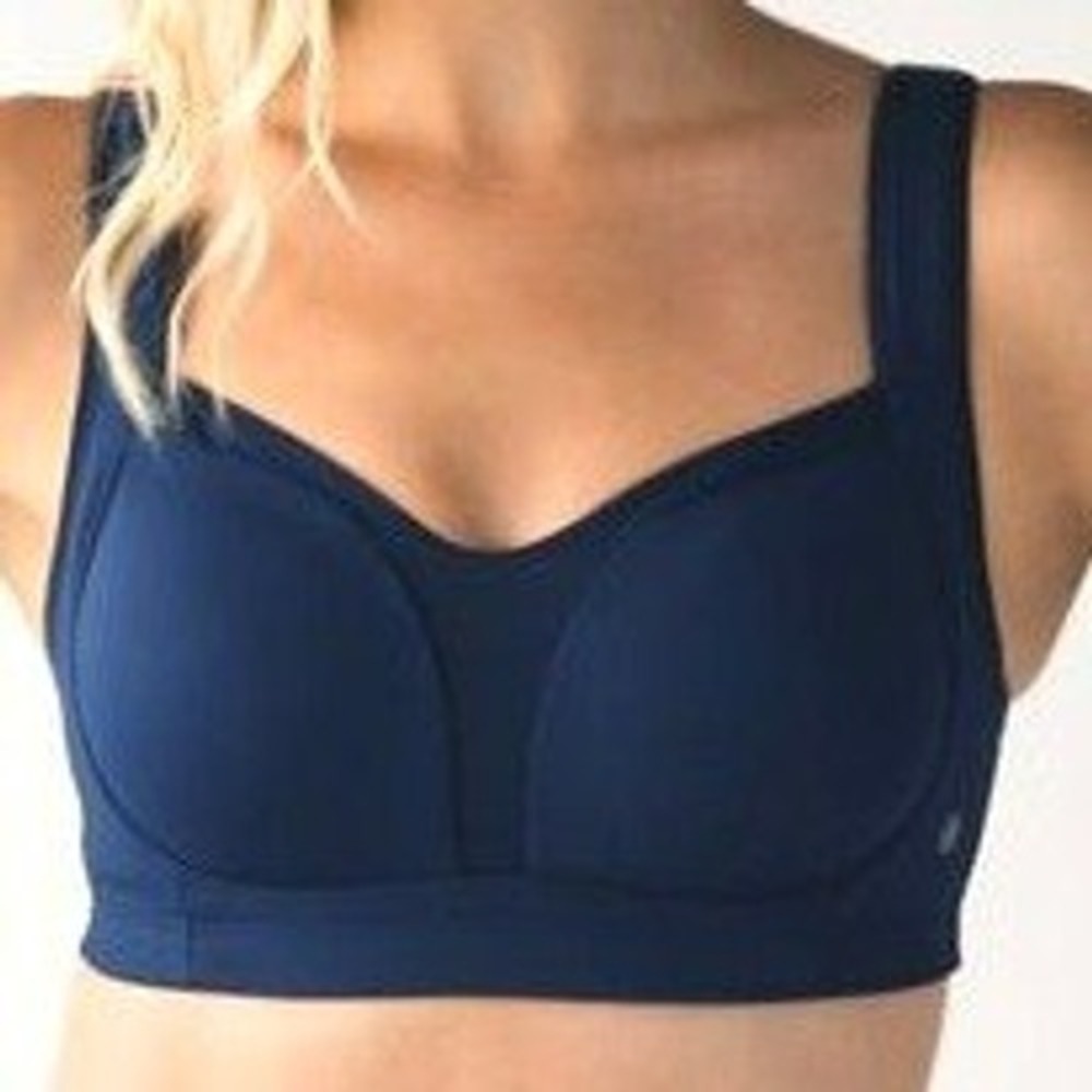 LULULEMON 32D Navy Blue Ta Ta Tamer Sports Bra High Support Adjustable Padded